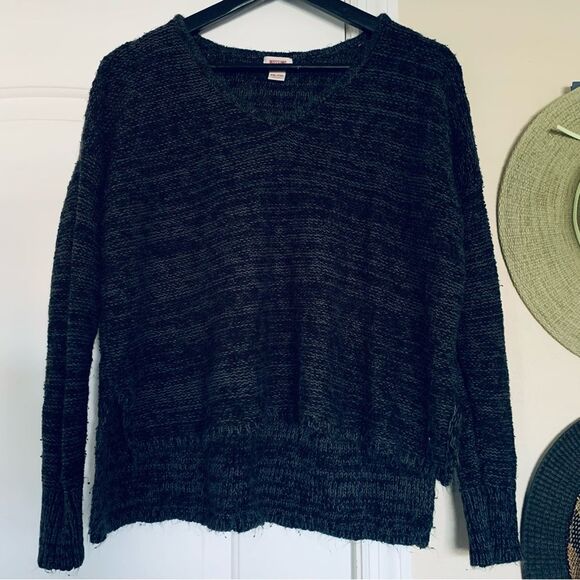 MOSSIMO Women's Heathered Dark Grey/Black Fuzzy Knit Cropped Sweater | Size: XXL - Picture 1 of 8